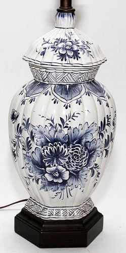 DELFT PORCELAIN URN MOUNTED AS A LAMP