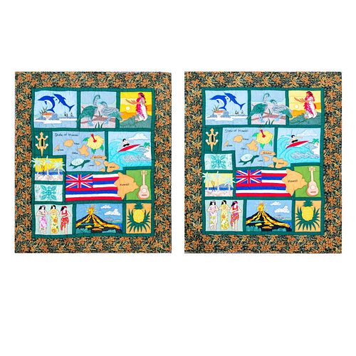 Pair of Hawaiian Quilt Wall Hangings
