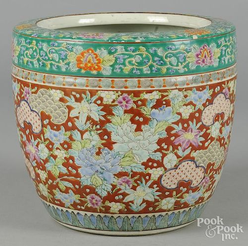 Japanese Kutani porcelain cache pot, 9 1/2'' h.