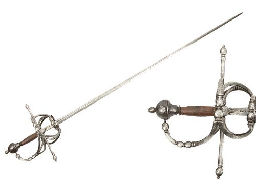 PIETRO CAINO (MILAN) COMPOSITE RAPIER, C. LATE 16TH/EARLY 17TH C., L 51" (TOTAL) 