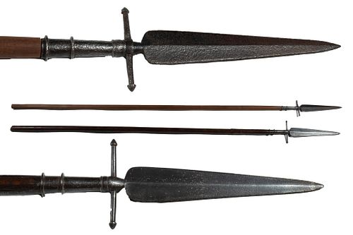 AMERICAN SPONTOONS, C. LATE 18TH/EARLY 19TH C., TWO PIECES, L 11.25" (BLADES ONLY) 