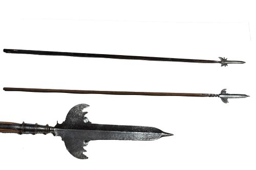 EUROPEAN SPONTOONS/PARTIZANS, C. 18TH/19TH C., TWO PIECES, L 9.5" AND 11" (BLADES ONLY) 