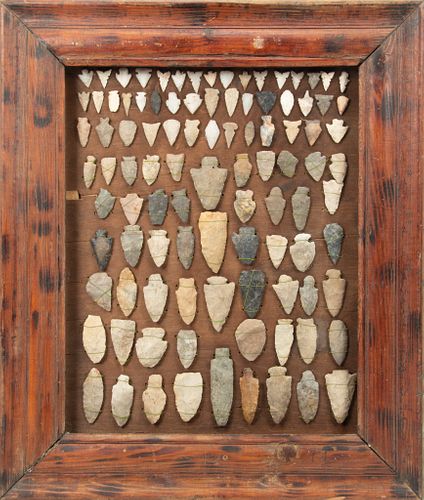 GROUP OF NATIVE AMERICAN ARROWHEADS,  APPROX. 90 