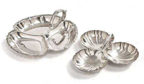 WALLACE & RICHARD DIMES STERLING SILVER SECTIONAL DISHES TWO DIA 7"-9" 21T.O. 