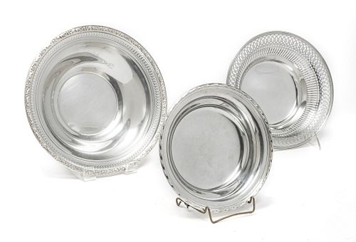 STERLING SILVER ROUND BOWLS 3 DIA 7"-9.2", 18TO 