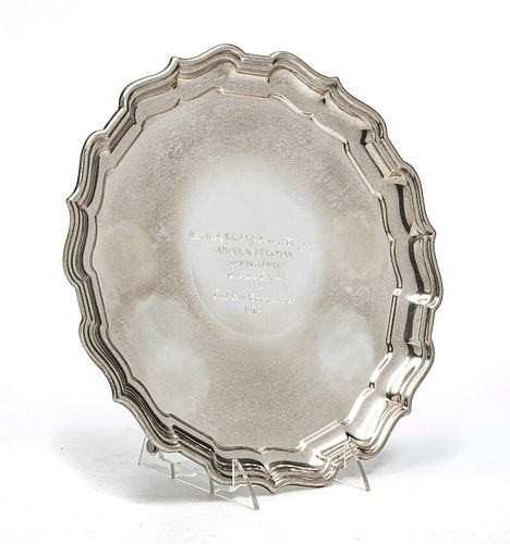 REED AND BARTON STERLING SILVER ROUND TRAY DIA 12", 22 T.O. 