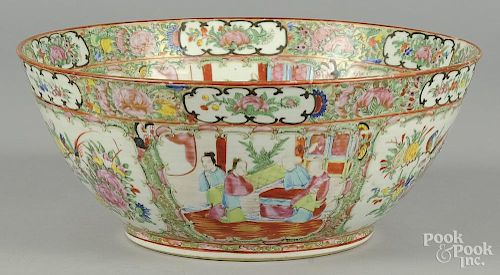 Chinese export porcelain rose medallion bowl, 19th c., 5 1/2'' x 13 1/4''.
