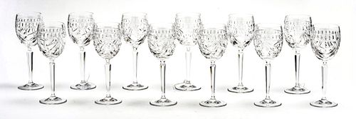 WATERFORD CRYSTAL WATER GOBLETS, H 8.5" "OVERTURE" PATTERN. 