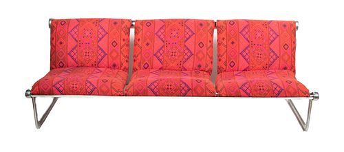 Bruce Hannah & Andrew Morrison By Knoll Aluminum Frame With Upholstery, Sling Sofa C. 1970s, H 26'' L 81'' Depth 26''