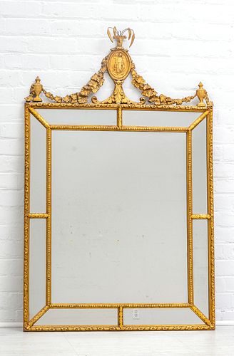 Regency Style Gilt Wood And Gesso Mirror C. 1920, H 56'' W 33''