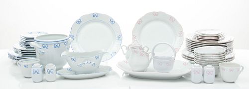Vista Alegre 'Ruban Pink' & 'Ruban Blue' Porcelain Dinnerware, 57 pcs