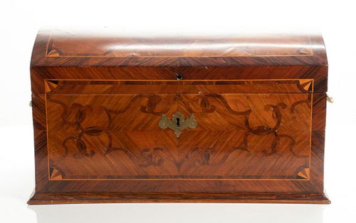 MAHOGANY DOME COVER DOCUMENT CHEST, H 12", L 20", D 10.75"