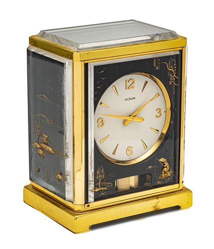 JAEGER LECOULTRE SWISS PERPETUAL MOTION ATMOS ASIATIC CHINOISERIE CLOCK H 9" W 6" 