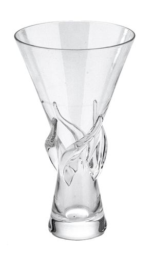 Steuben David Pollard Designed Crystal Vase, H 11.75'' Dia. 6.5''