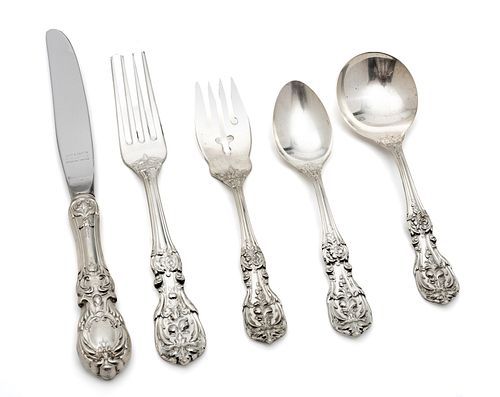 REED AND BARTON, STERLING SILVER "FRANCIS I" FLATWARE SET FOR 12, 70 PCS. 