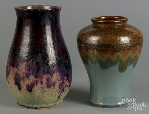 Two Chinese flambé glaze vases, 10 1/4'' h. and 11 1/2'' h.