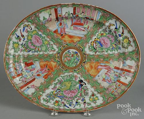 Chinese export porcelain rose medallion platter, 19th c., 14 1/4'' h., 17 1/2'' w.