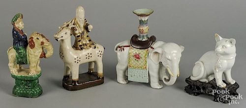 Four Chinese pottery and porcelain figures, tallest - 10 1/2''.