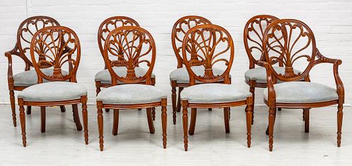 HICKORY CHAIR CO. SET OF 8 DINING CHAIRS, MAHOGANY, SHERATON STYLE, H 38 1/2", W 28", D 20" 