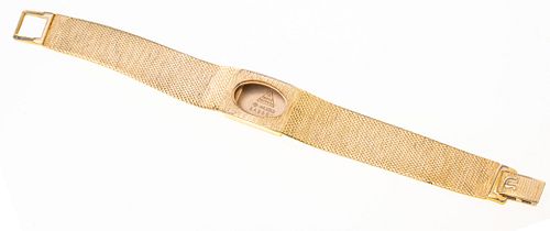 OMEGA WATCH CO. 14KT YELLOW GOLD LADY'S WATCH STRAP L 6", .86 TR OZ. 