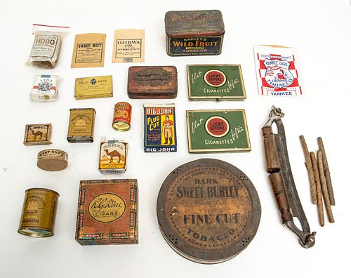 AMERCIAN TOBACCIANA GROUPING, EARLY TO MID 20TH C., 14+ PIECES