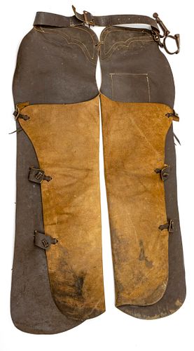 WESTERN STYLE LEATHER CHAPS, 20TH C., H 40", W 24" 