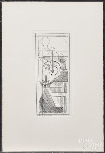 Marcel Duchamp (French 1887-1968), etching, titled The Coffe Mill from Du Cubisme, signed