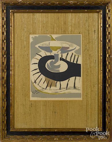 Georges Braque (French 1882-1963), color lithograph by Maeght, titled Le Compotier