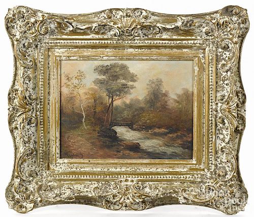 Oil on canvas landscape, late 19th c., signed Raphaels S., 9'' x 12''.