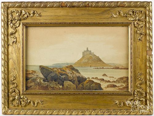 Arthur Suker (British 1857-1902), watercolor landscape, signed lower left, 10'' x 16''.