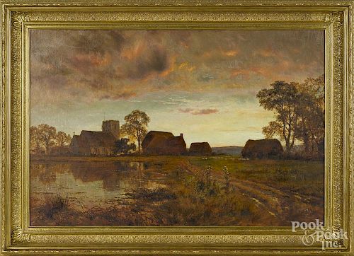 Robert Gallon (British 1845-1925), oil on canvas landscape, signed lower left, 24'' x 36''.