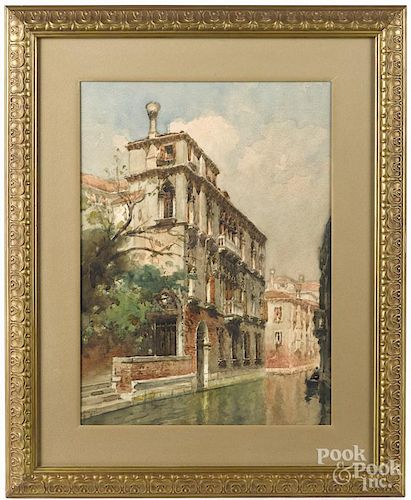 Italian watercolor Venetian scene, ca. 1900, 18 1/2'' x 13 3/4''.