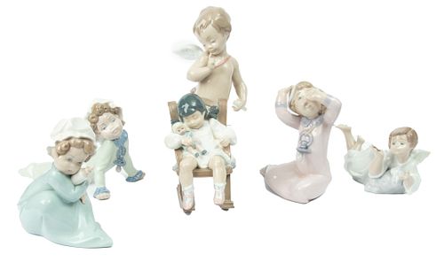 LLADRO PORCELAIN BABY FIGURES LOT OF SIX H 3" - 8" 