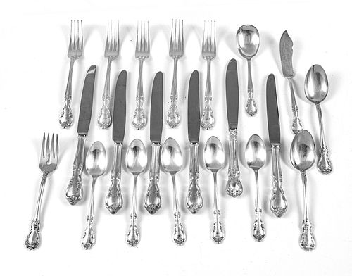 STERLING SILVER FLATWARE, EASTERLING, (21 PCS) "AMERICAN CLASSIC" 17 T.O. 