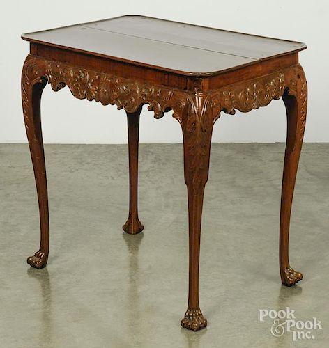 Irish Chippendale mahogany tea table, mid 18th c., 27'' h., 26 1/4'' w., 18 1/4'' d.