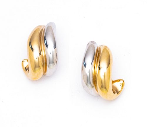 14KT YELLOW AND WHITE GOLD EARRINGS 