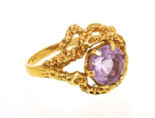 14KT WITH AMETHYST RINGS (2 PCS) SIZE 5 1/4, 5 3/4 
