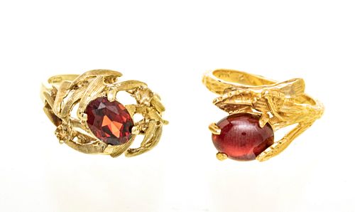 14KT WITH GARNETS RINGS (2 PCS) 