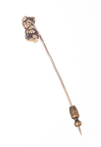 GOLD NUGGET TIE PIN L 2" 