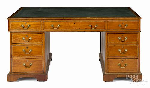 George III mahogany partner's desk, late 18th c., 29 1/2'' h., 59 1/4'' w., 36 1/2'' d.