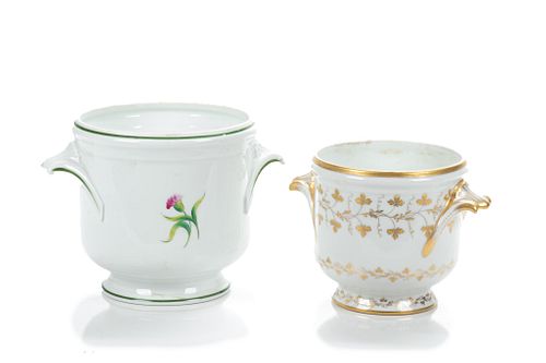 French Porcelain Jardinieres, H 7'' Dia. 7'' 2 pcs