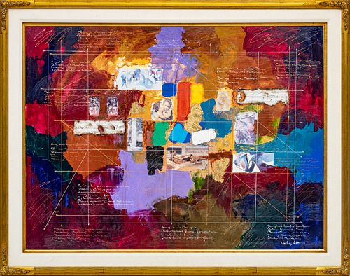 CHARLES LEE, KOREA, 1948, MIXED MEDIA COLLAGE, H 35", W 47"