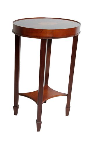 MAHOGANY HEPPLEWHITE STYLE OVAL  TABLE H 24" W 18" D 14" 