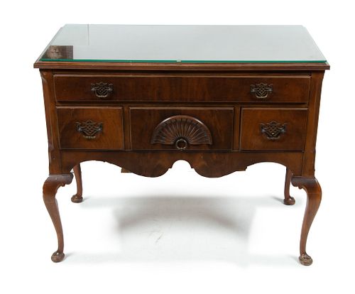 Queen Anne Style Mahogany Dressing Table C. 1940, W 36'' L 19''