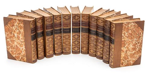 'GEORGE ELIOT'S WORKS' BOOKS, 19TH C, 11 PCS, H 8", W 2", D 5.5" 