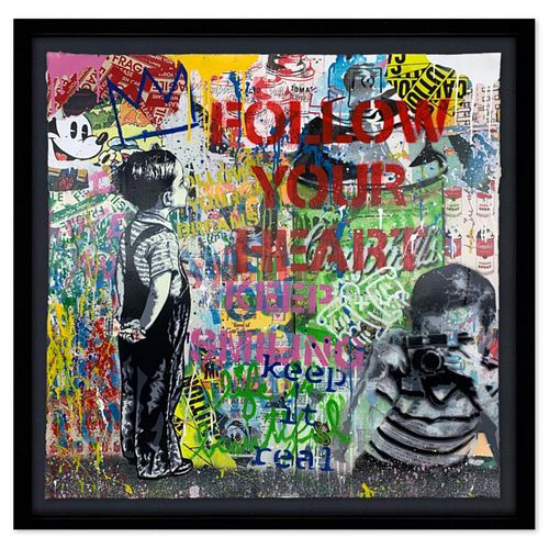 Mr. Brainwash, "With All My Love" Framed Mixed Media Original, Hand Signed with Certificate of Authenticity.