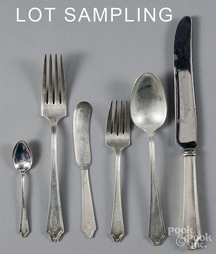 International sterling silver flatware service, in the Minuet pattern, thirty-eight pieces