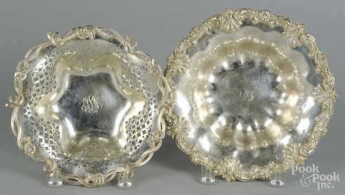 Two sterling silver bowls, 2 1/2'' h., 10 3/4'' dia. and 2 1/2'' h., 9 3/4'' dia., 23.6 ozt.