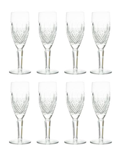 Waterford (Irish, 1783) Colleen Cut Crystal Champagne Flutes, H 7.5'' Dia. 2.25'' 8 pcs
