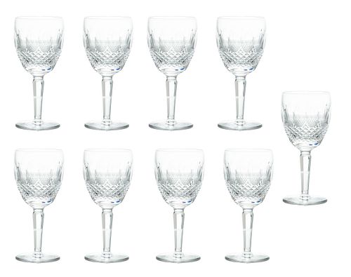 Waterford (Irish, 1783) Colleen Cut Crystal Claret Glasses, H 7'' Dia. 3'' 9 pcs